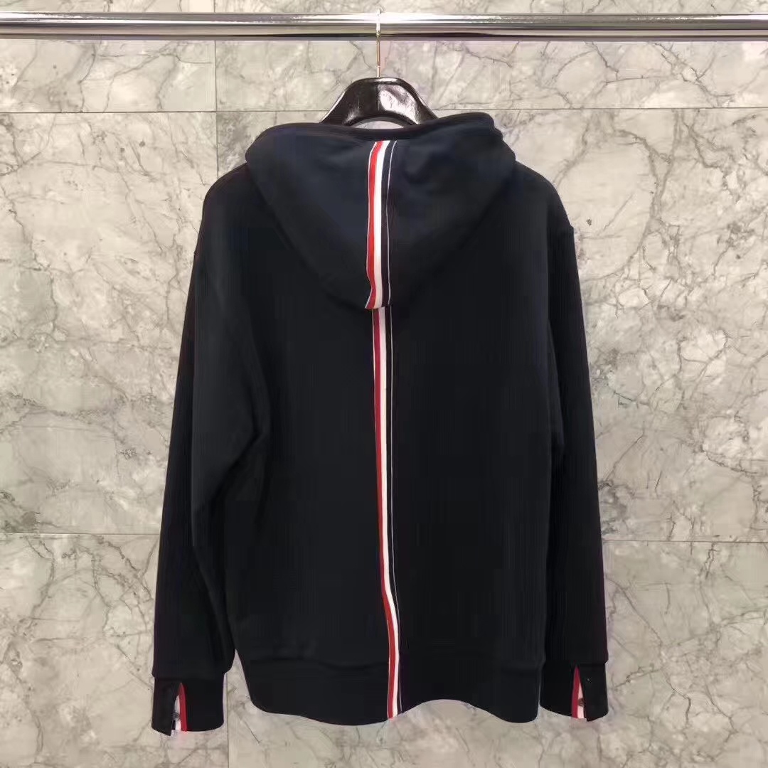 Thom Browne Center-back Stripe Zip-up Hoodie In Blue