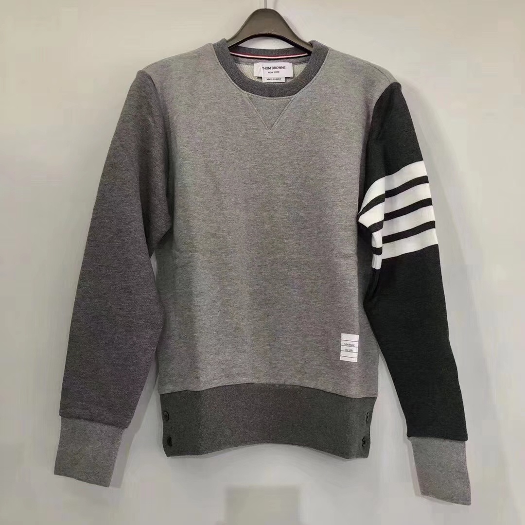 Thom Browne 4-bar Loopback Crew Neck Sweatshirt In Gray